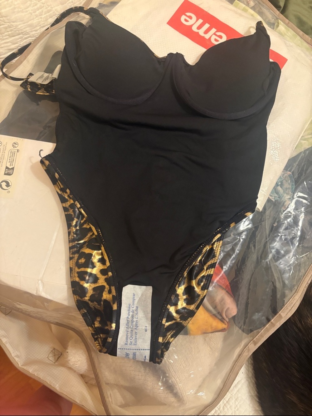 NWOT Good American Leopard Print One-Piece Swimsuit - Picture 6 of 6